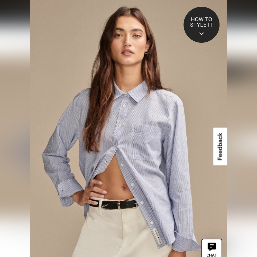 The Boyfriend Blue Striped Button Down Casual Shirt